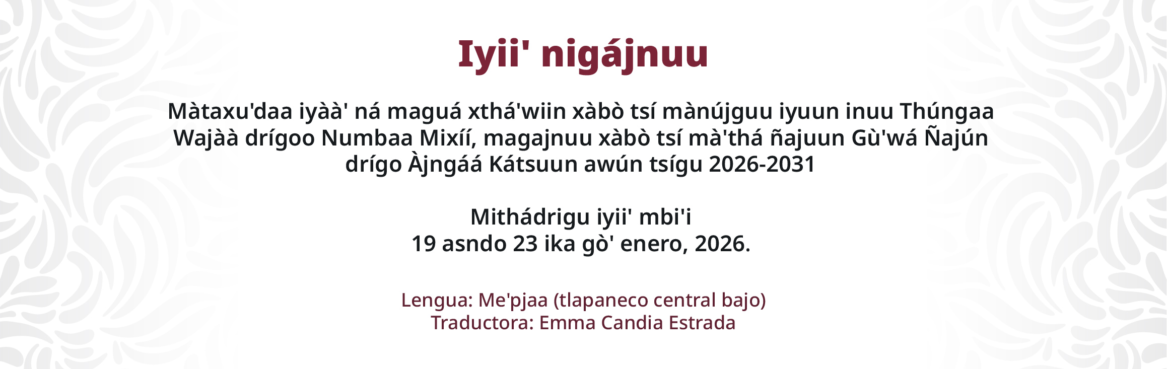 Convocatoria Terna Dirección General Me'pjaa