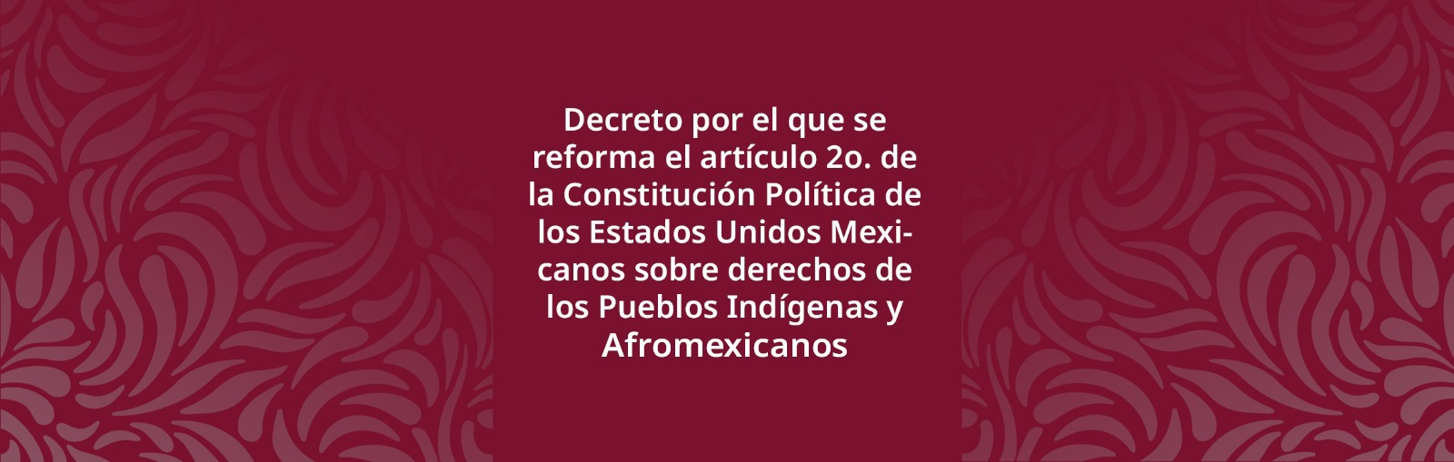 Decreto por el que se reforma el artículo 2o. de la Constitución Política de los Estados Unidos Mexicanos sobre derechos de los Pueblos Indígenas y Afroamericanas