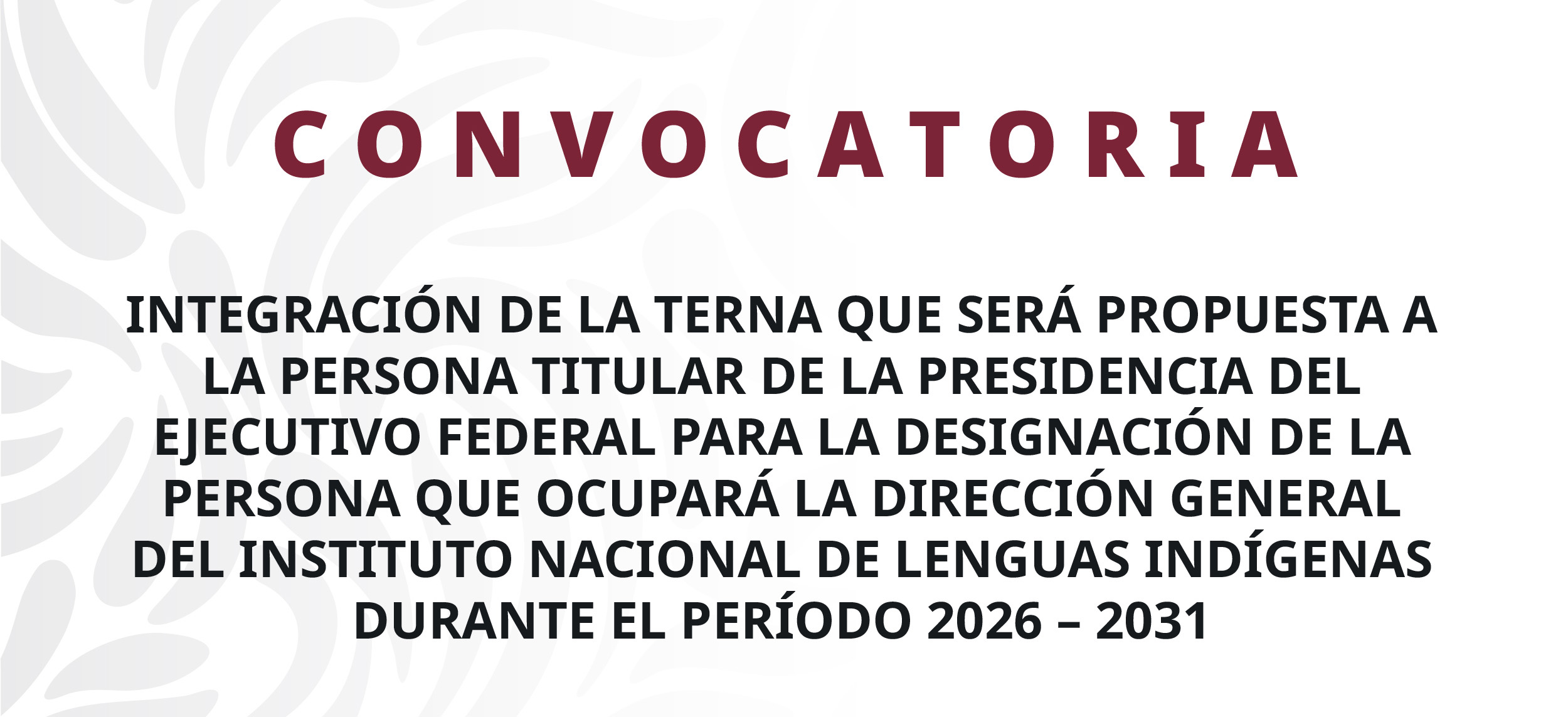 ABIERTA LA CONVOCATORIA PARA INTEGRAR LA TERNA DE ASPIRANTES A LA DIRECCIÓN GENERAL DEL INALI